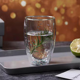 Kuber Industries 6 Pcs Star Sequin Glasses | Double Walled Borosilicate Glass | High Thermal Resistance | Microwave & Dishwasher Safe | 350 ML | Pack of 3 | Transparent